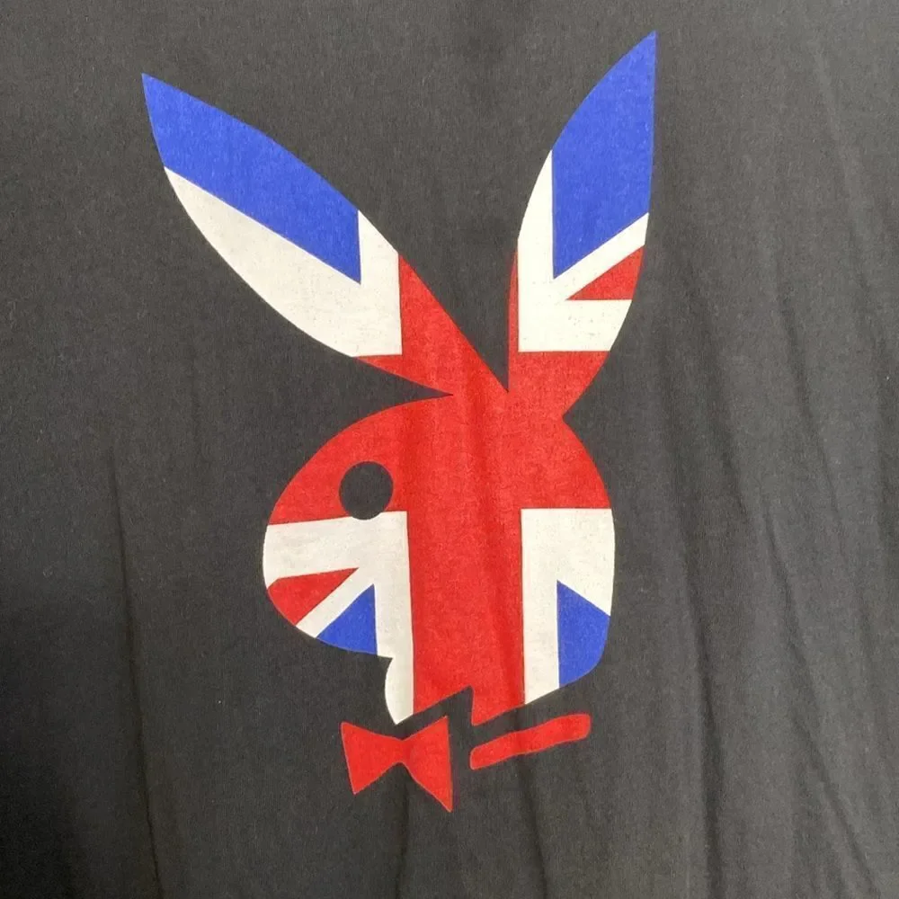 PLAYBOY British Rabbit Head Black T Shirt Size XL - Picture 2 of 4